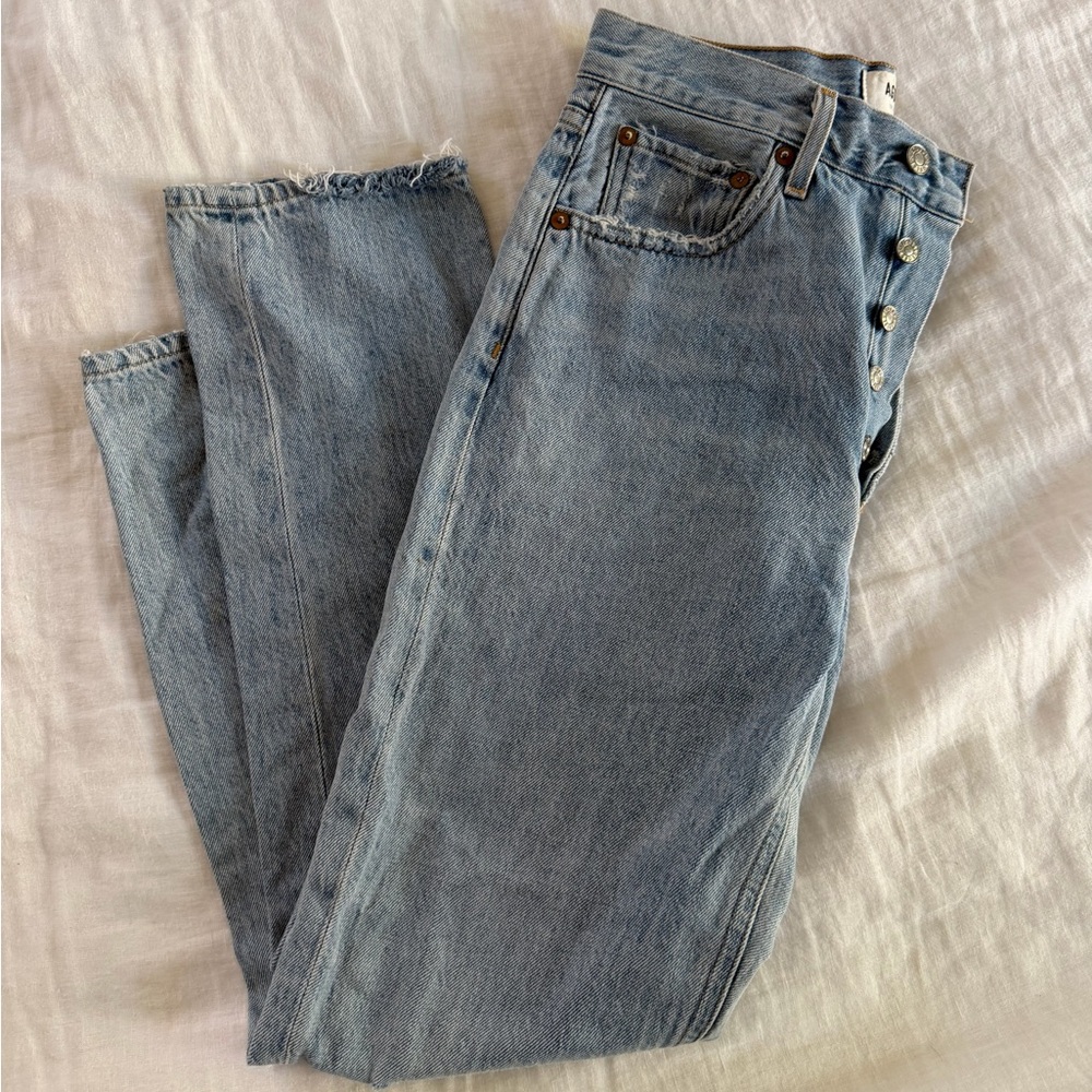 AGOLDE Riley High Rise Distressed Straight Jeans – Size 26